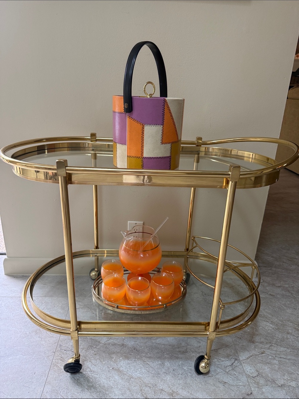 Mid Century Multicolor Patchwork  Ice Bucket - Picture 13 of 17